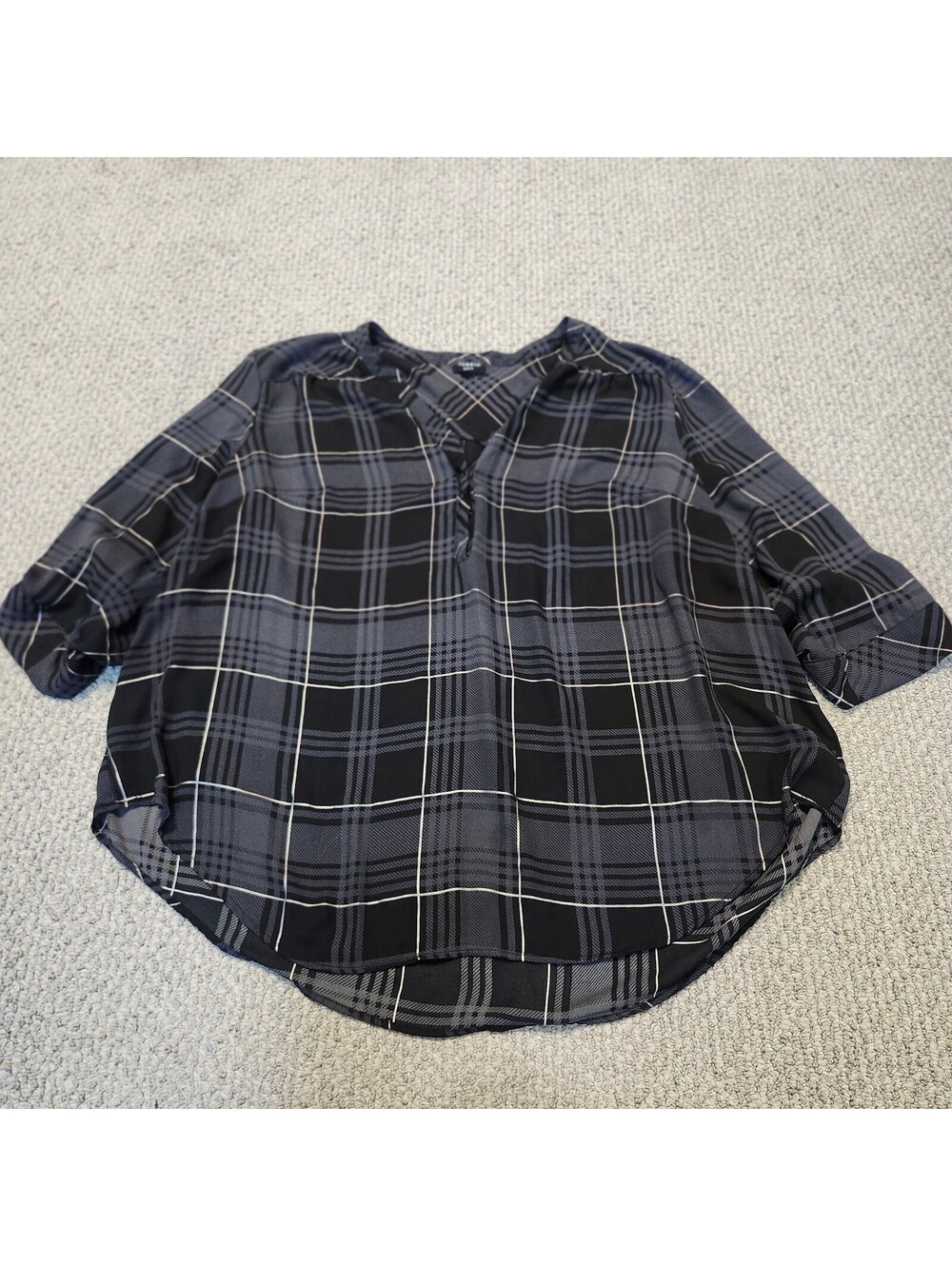 Torrid Harper Black and Gray Plaid Blouse Size 3